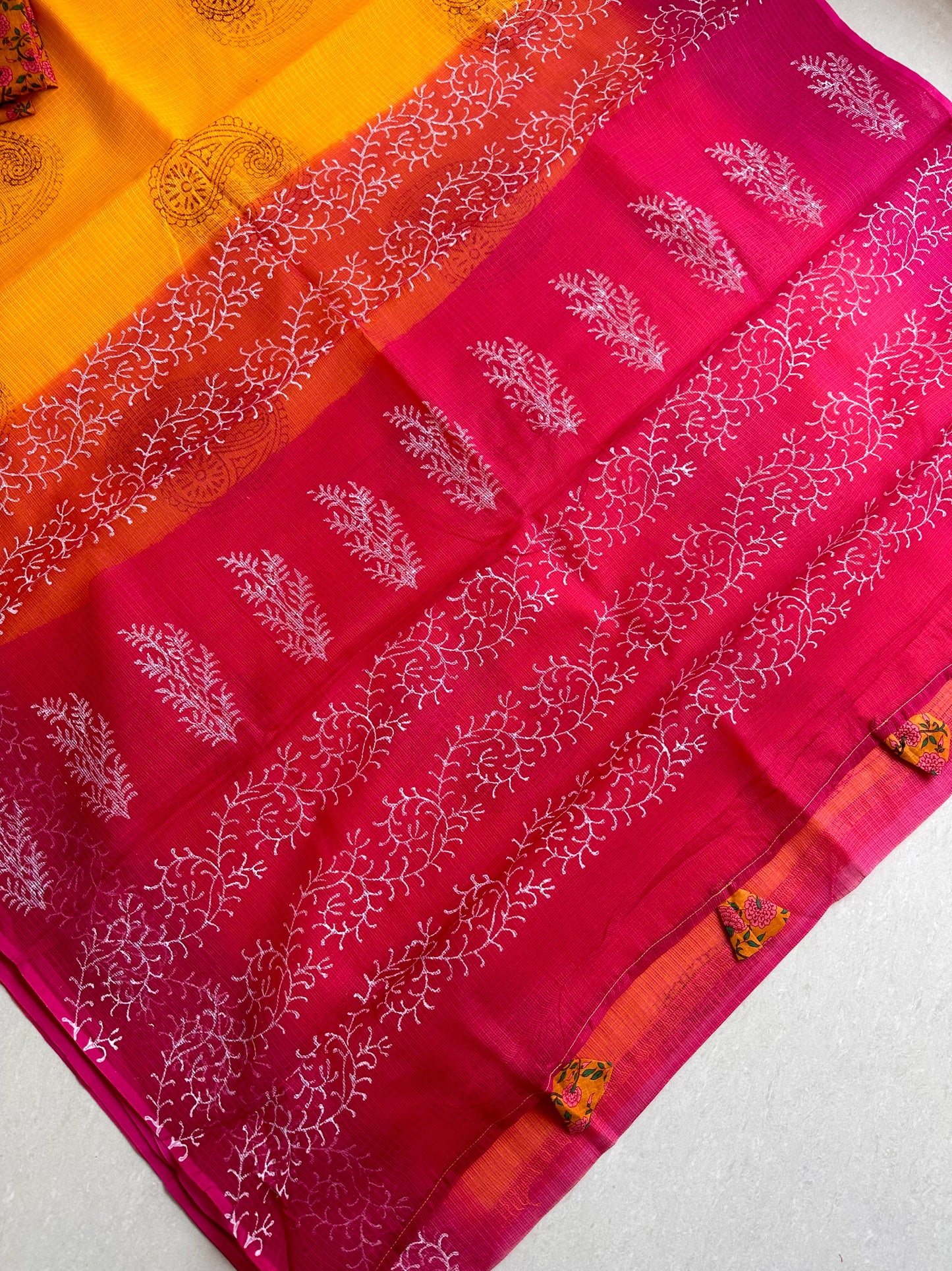 HandBlock Printed Pure Kota Cotton Doria Saree