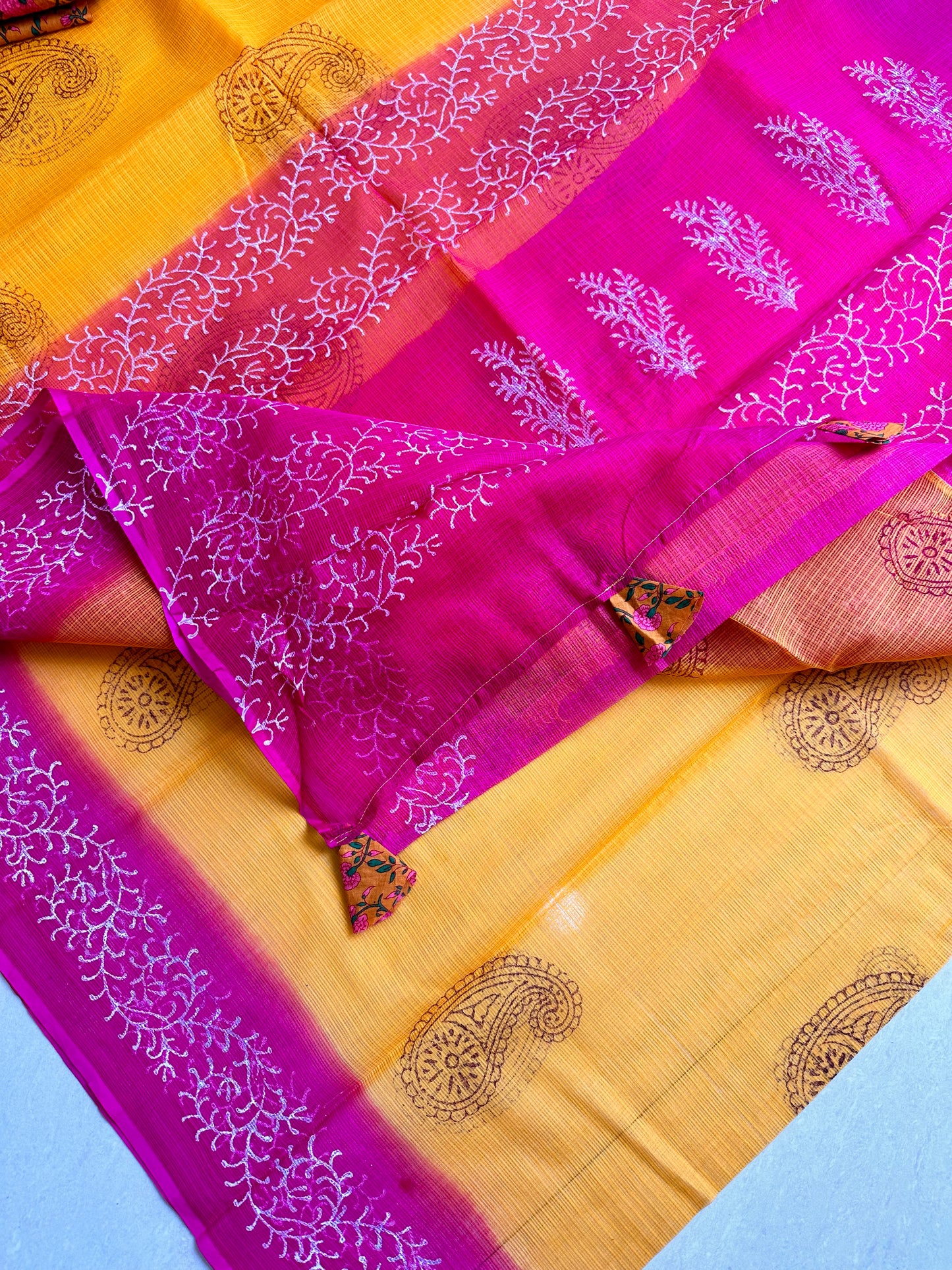 HandBlock Printed Pure Kota Cotton Doria Saree