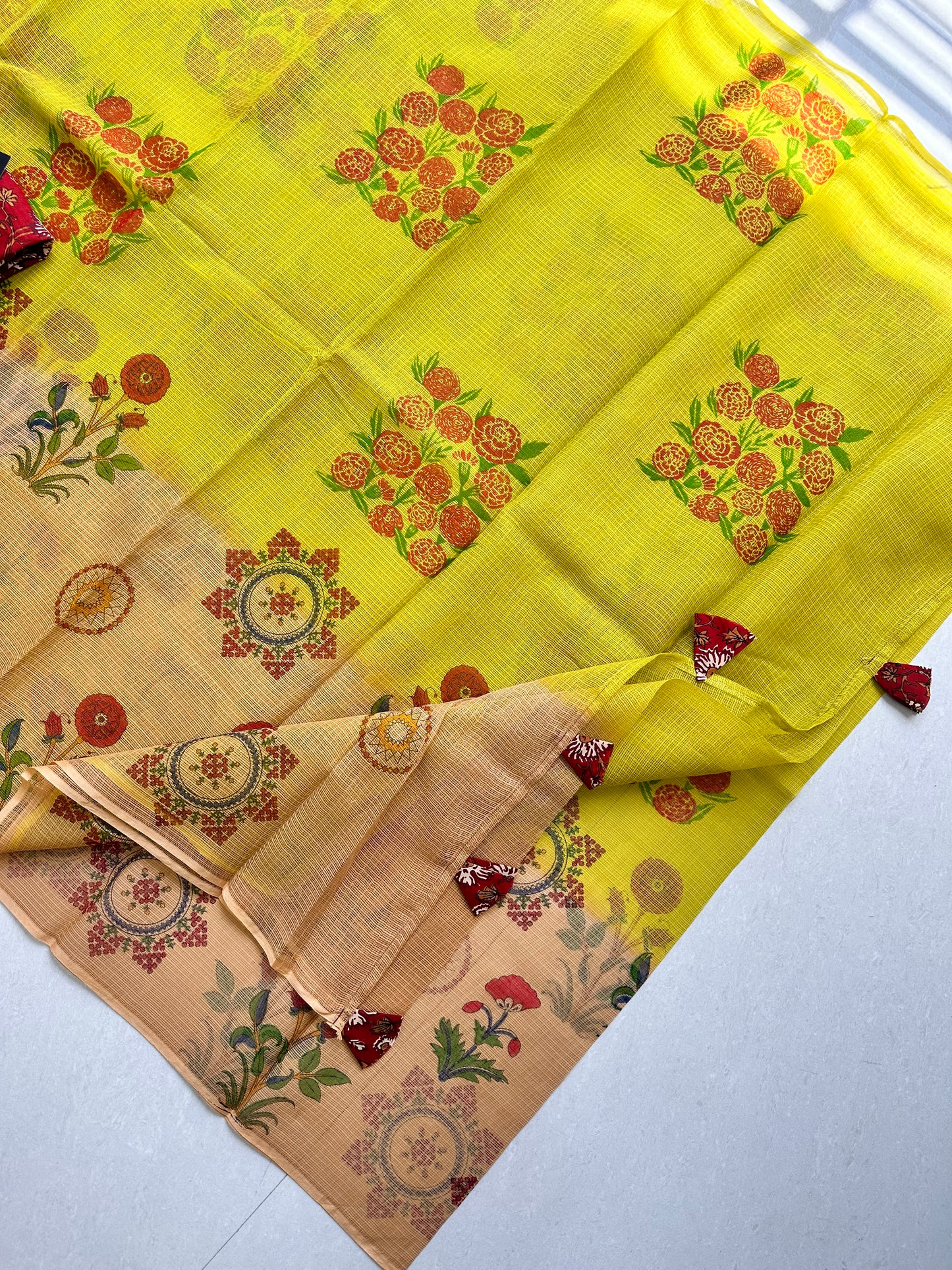 HandBlock Printed Pure Kota Cotton Doria Saree