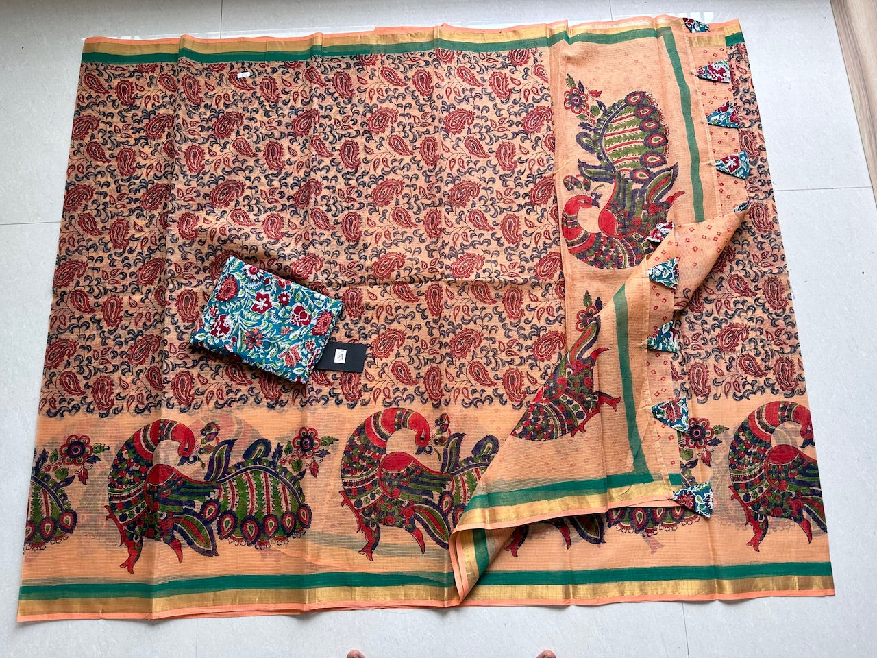 Pure HandBlock Printed Kota Cotton Doria Saree