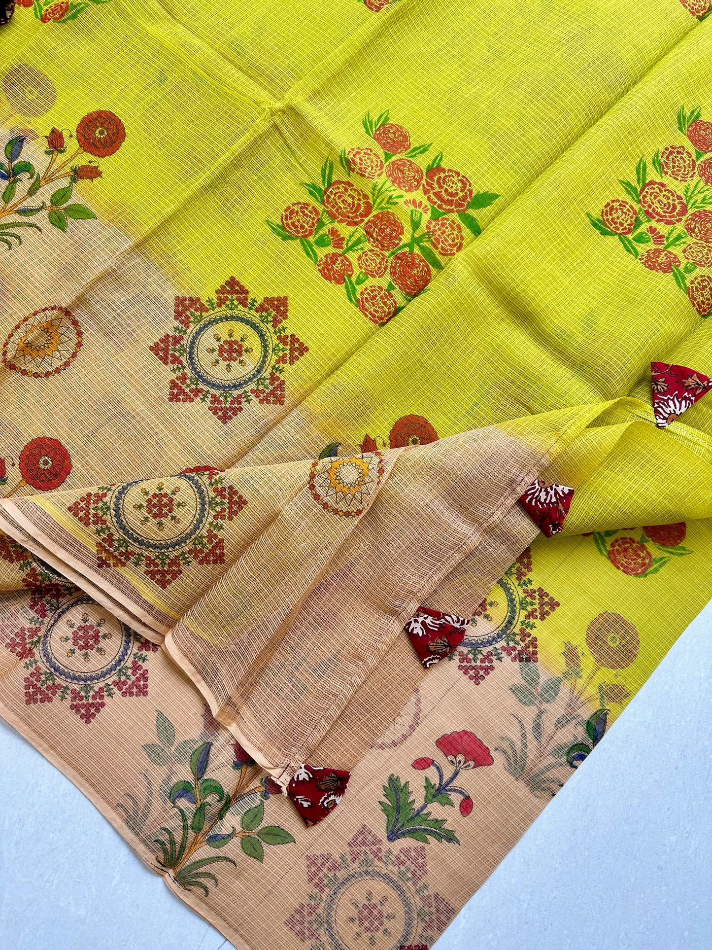 HandBlock Printed Pure Kota Cotton Doria Saree