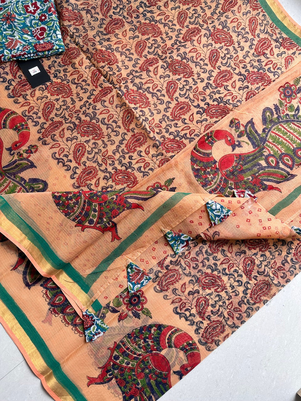 Pure HandBlock Printed Kota Cotton Doria Saree