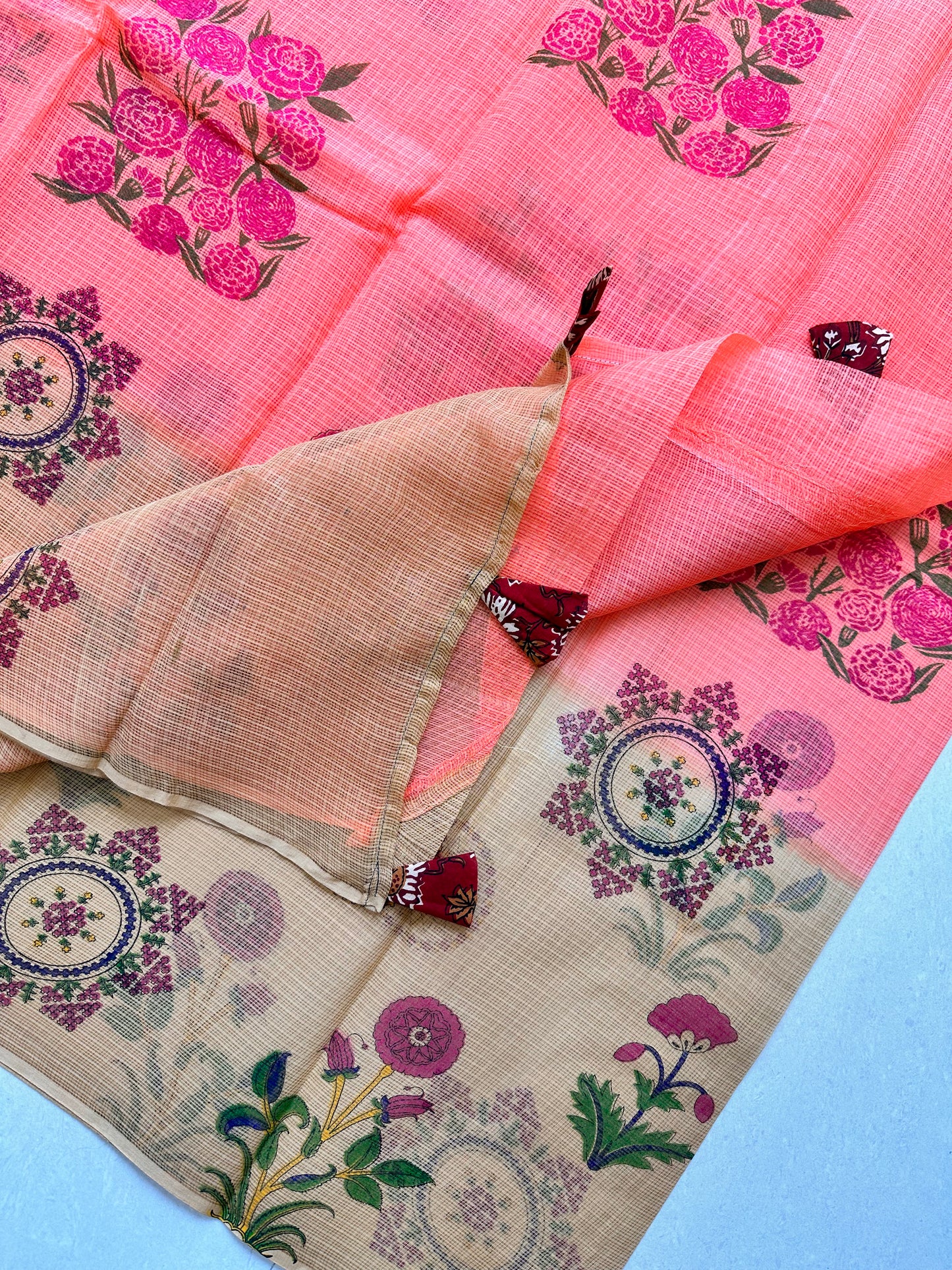 HandBlock Printed Pure Kota Cotton Doria Saree