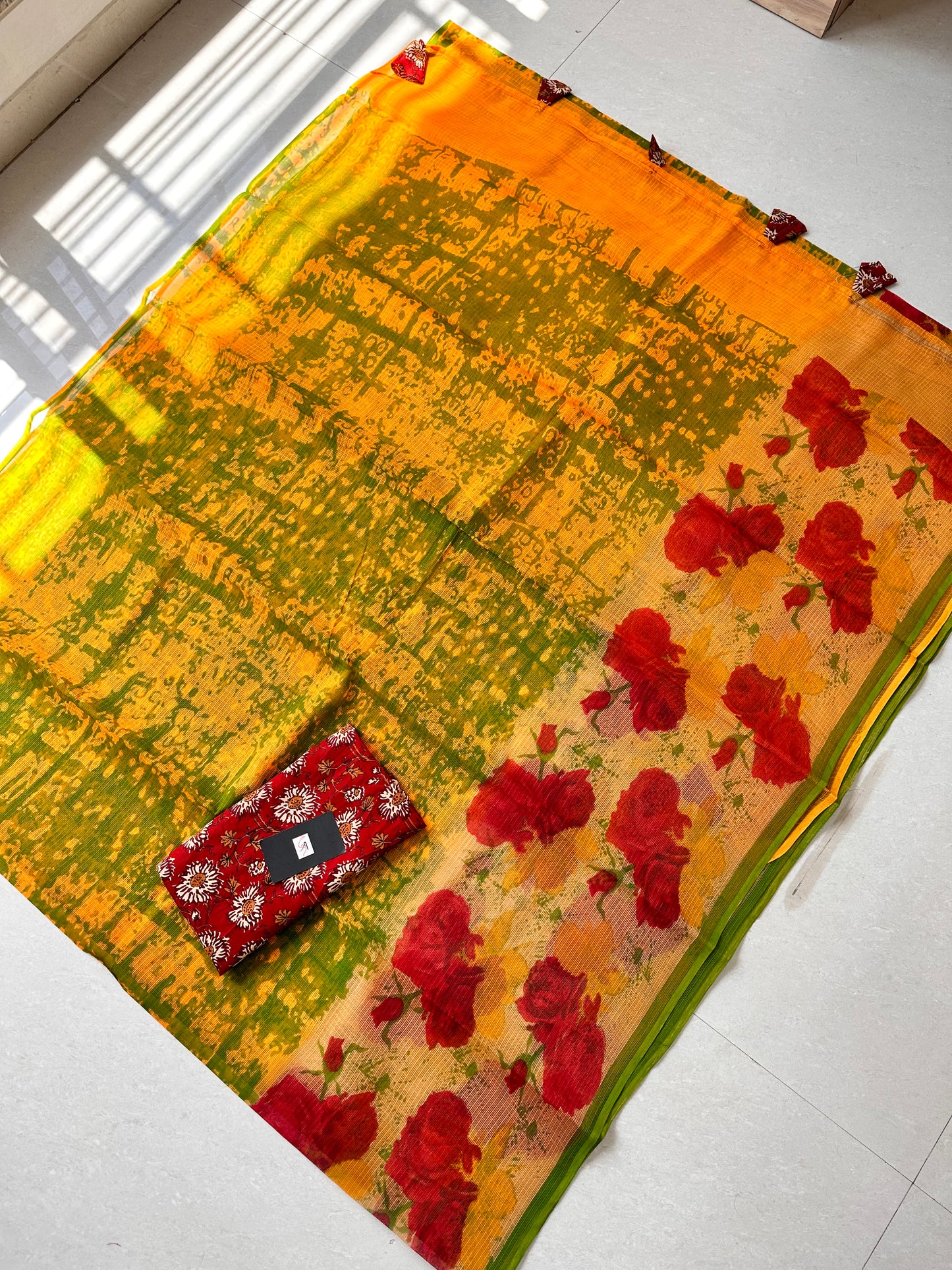 HandBlock Printed Pure Kota Cotton Doria Saree