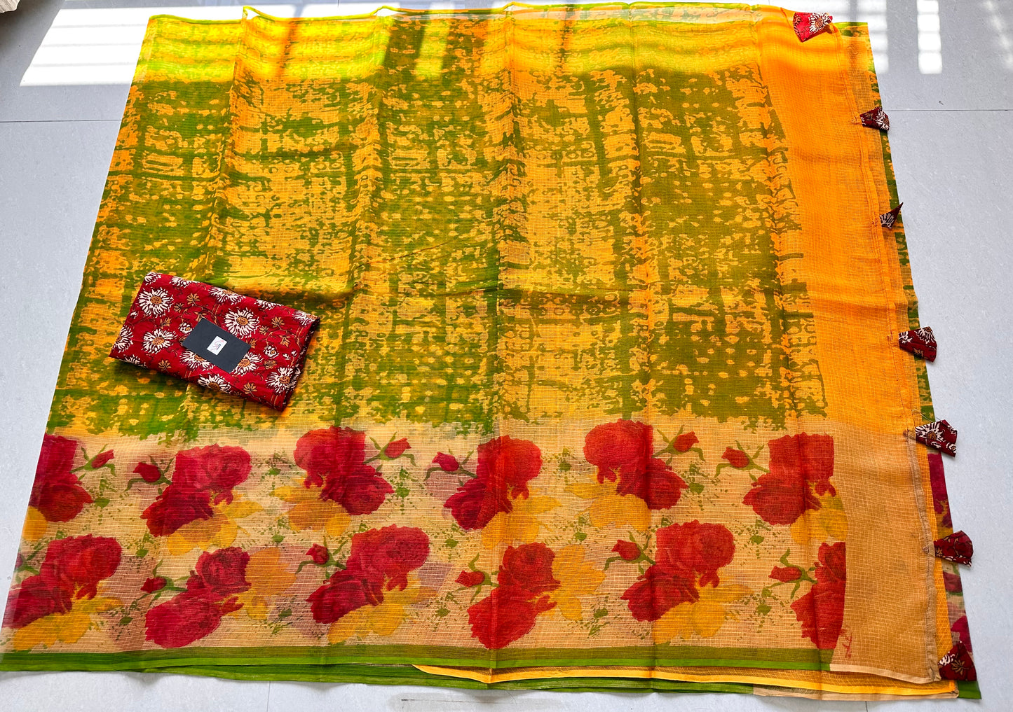 HandBlock Printed Pure Kota Cotton Doria Saree