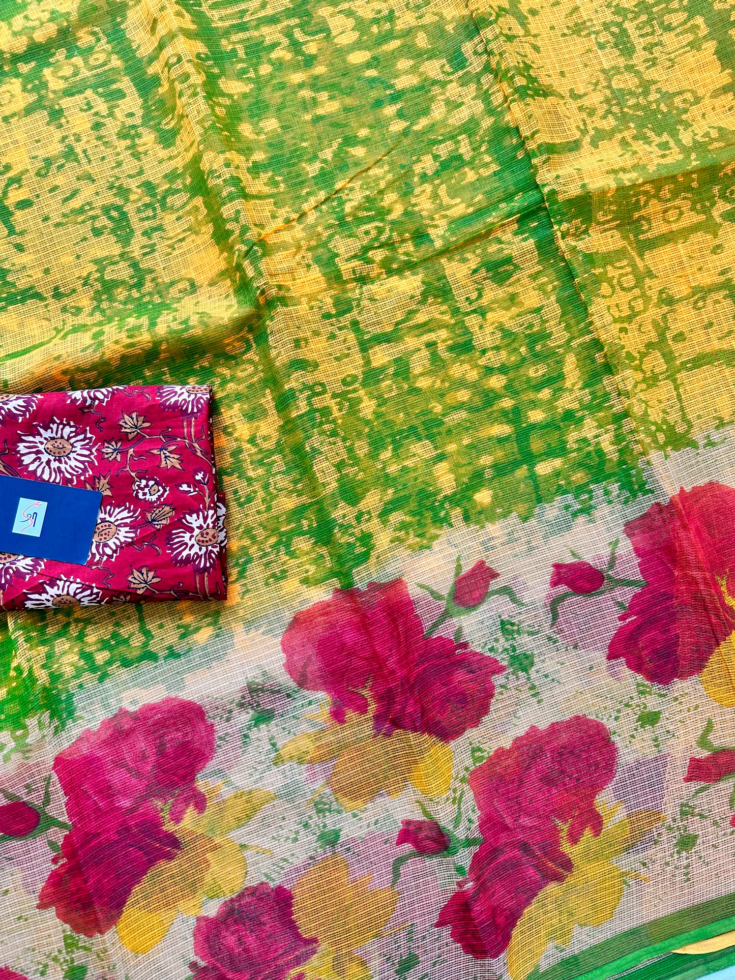 HandBlock Printed Pure Kota Cotton Doria Saree