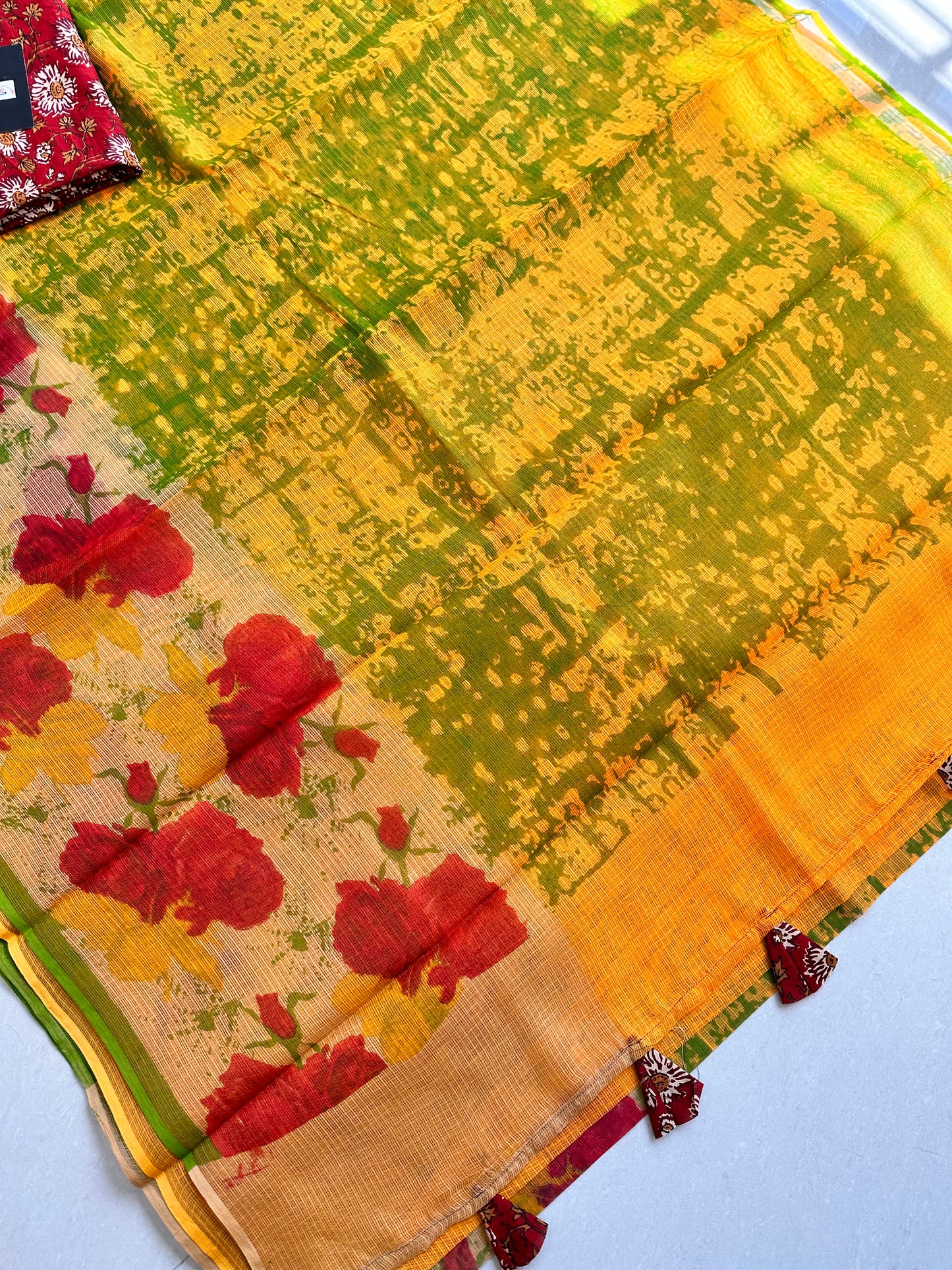 HandBlock Printed Pure Kota Cotton Doria Saree