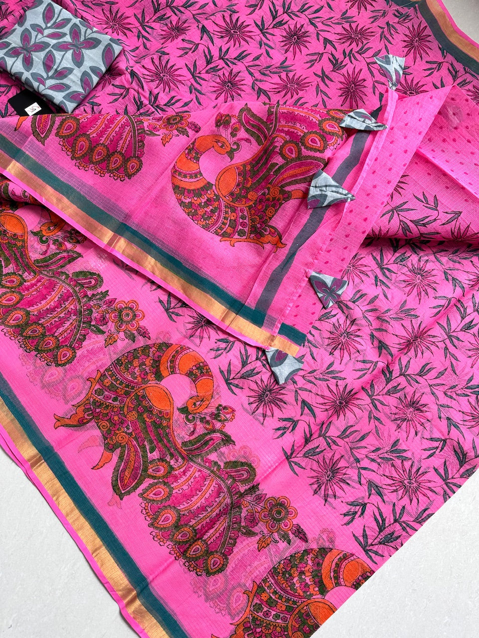 Pure HandBlock Printed Kota Cotton Doria Saree