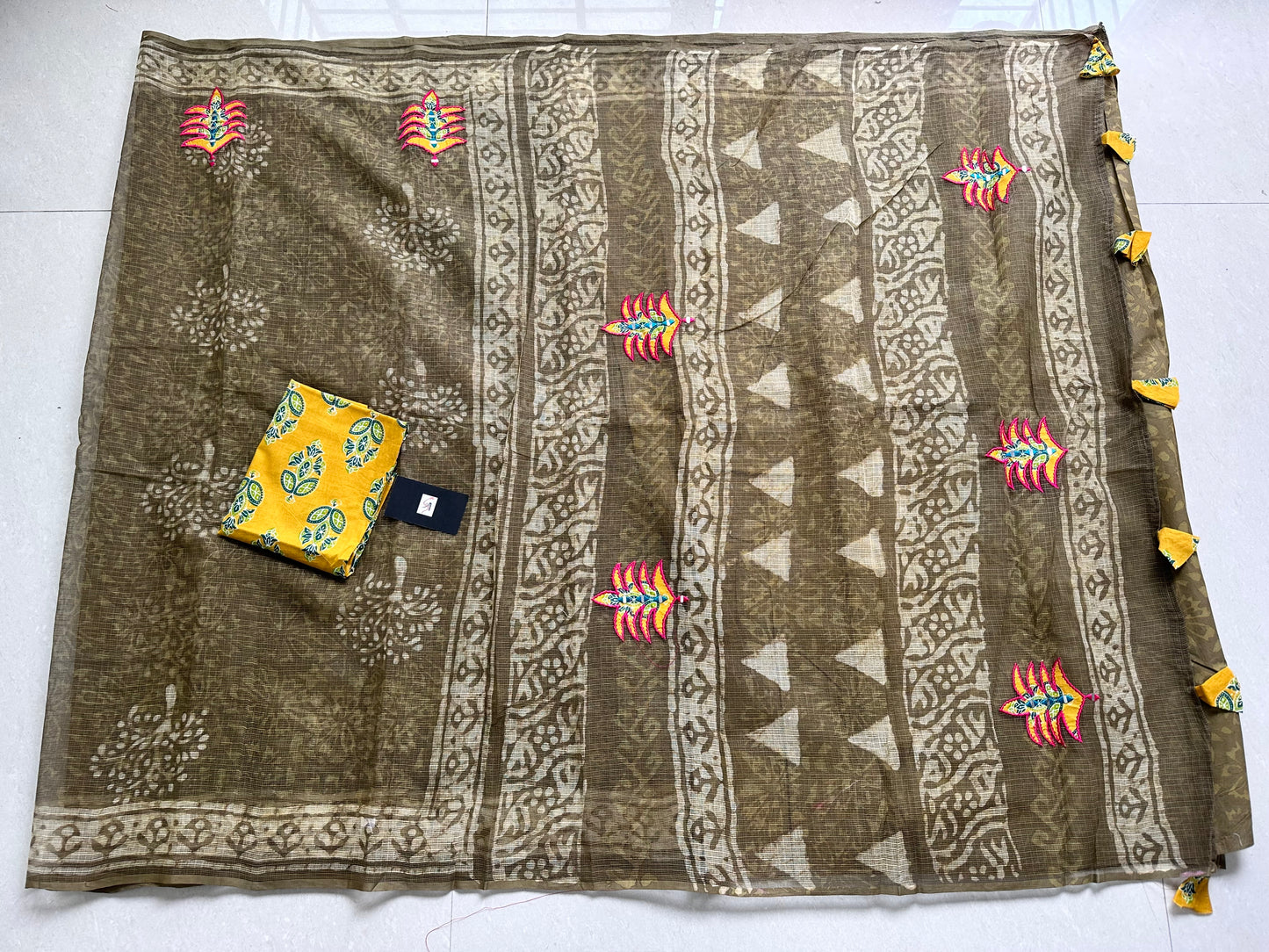 Pure HandBlock Printed Kota Cotton Doria Saree