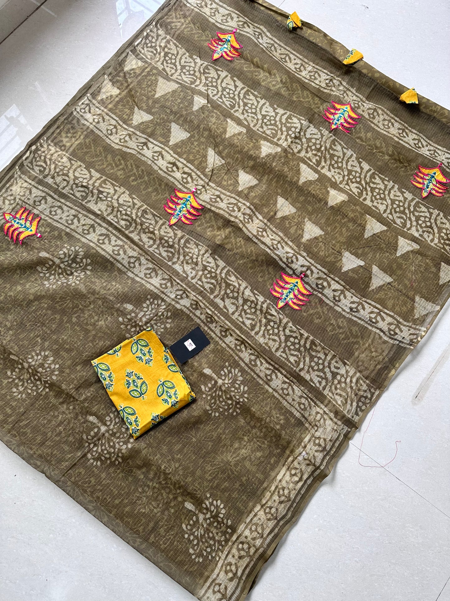 Pure HandBlock Printed Kota Cotton Doria Saree