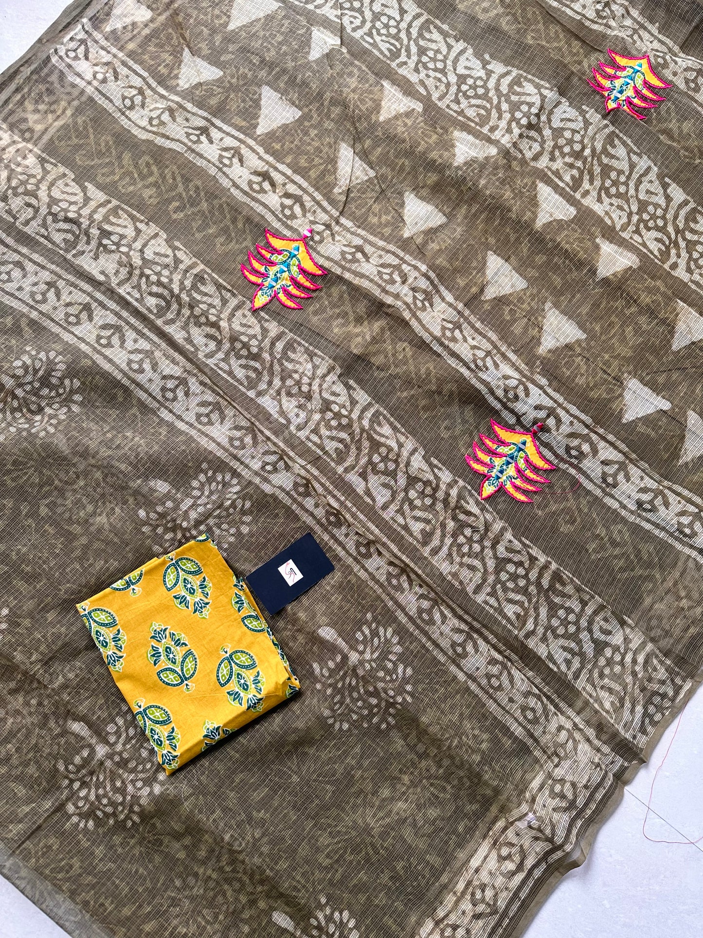 Pure HandBlock Printed Kota Cotton Doria Saree