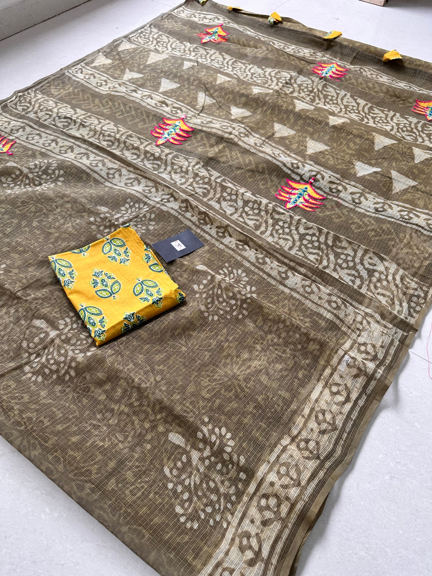 Pure HandBlock Printed Kota Cotton Doria Saree