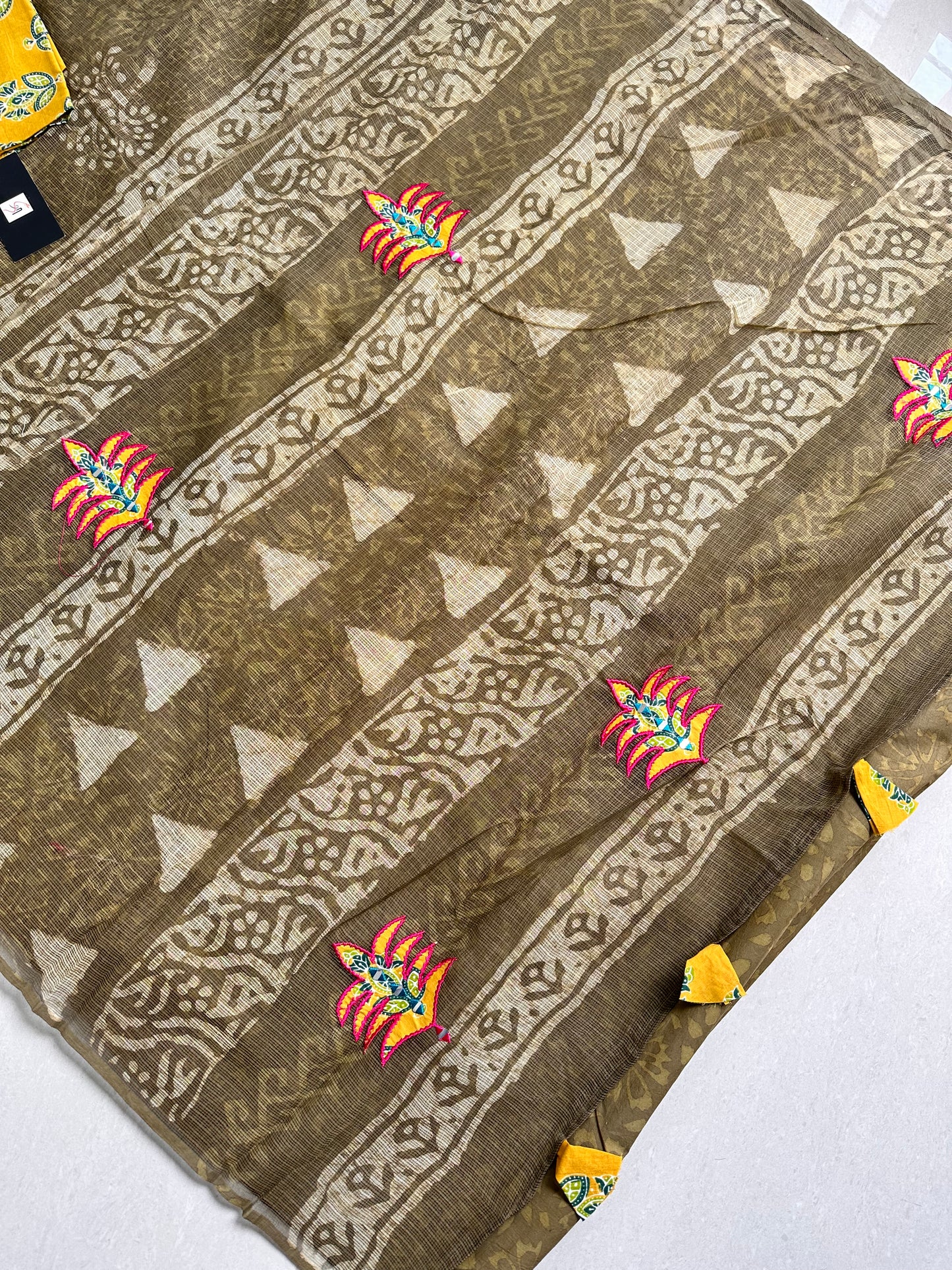 Pure HandBlock Printed Kota Cotton Doria Saree