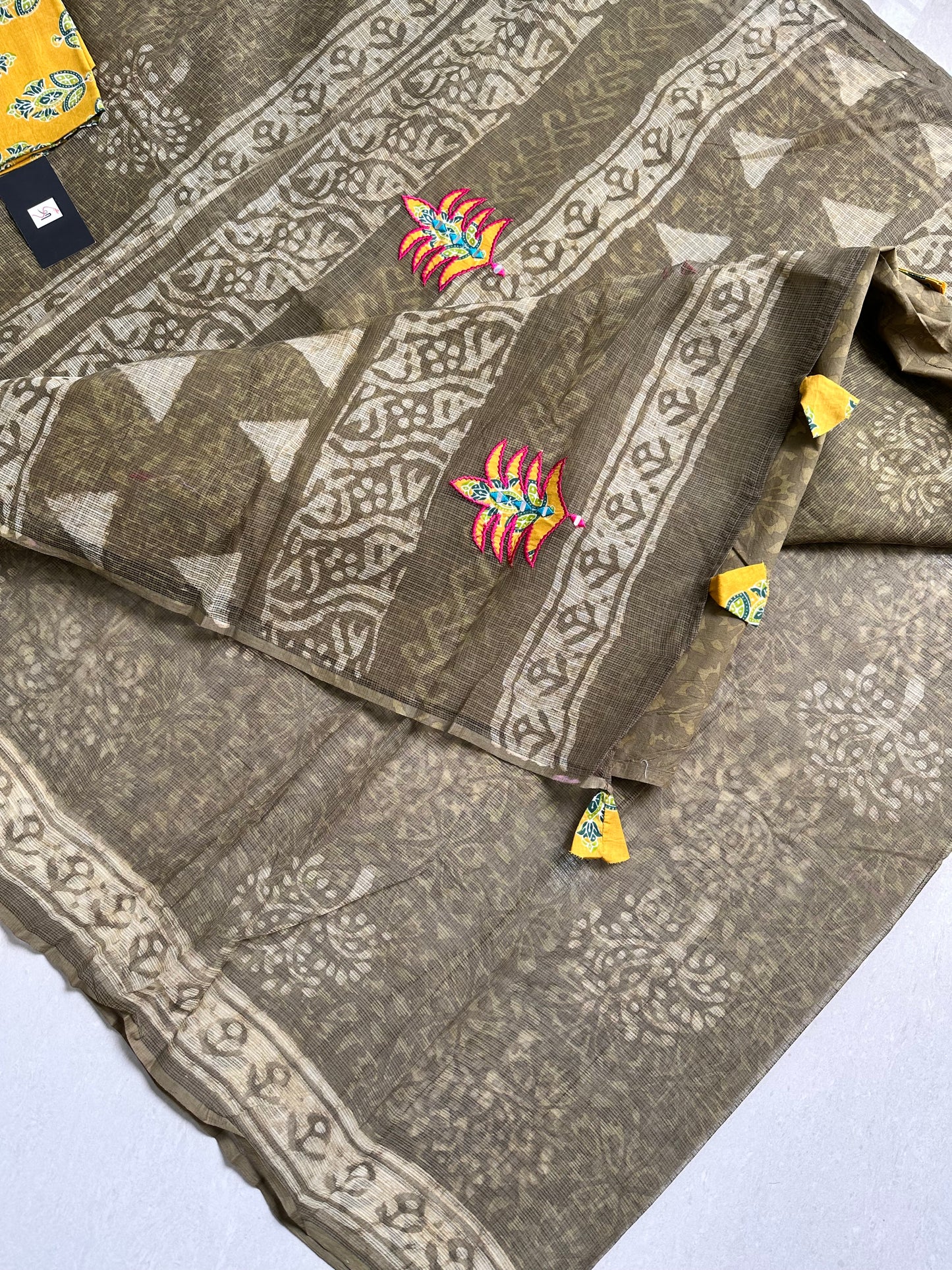 Pure HandBlock Printed Kota Cotton Doria Saree