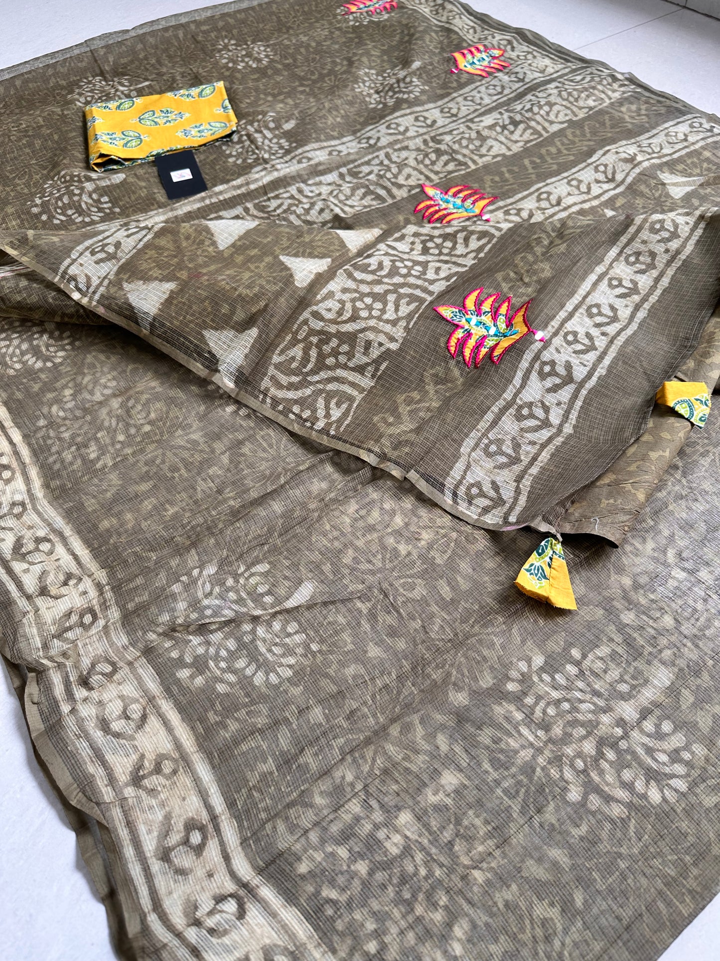 Pure HandBlock Printed Kota Cotton Doria Saree