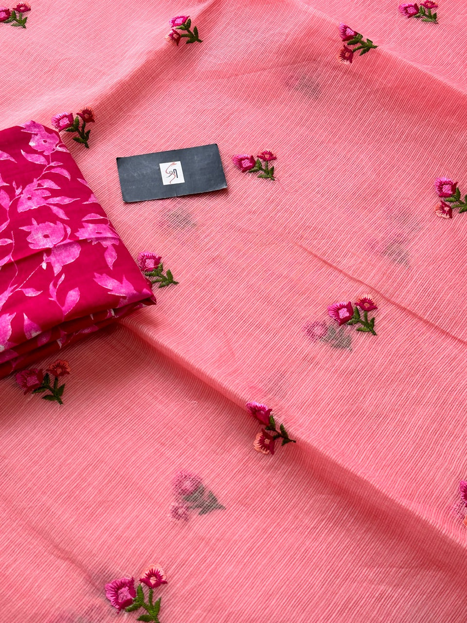 Embroidered Kota Cotton Doria Saree