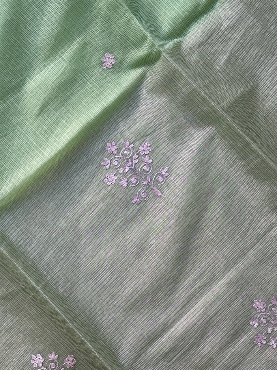 Kota Tissue-Cotton Doria Saree with Pita Work