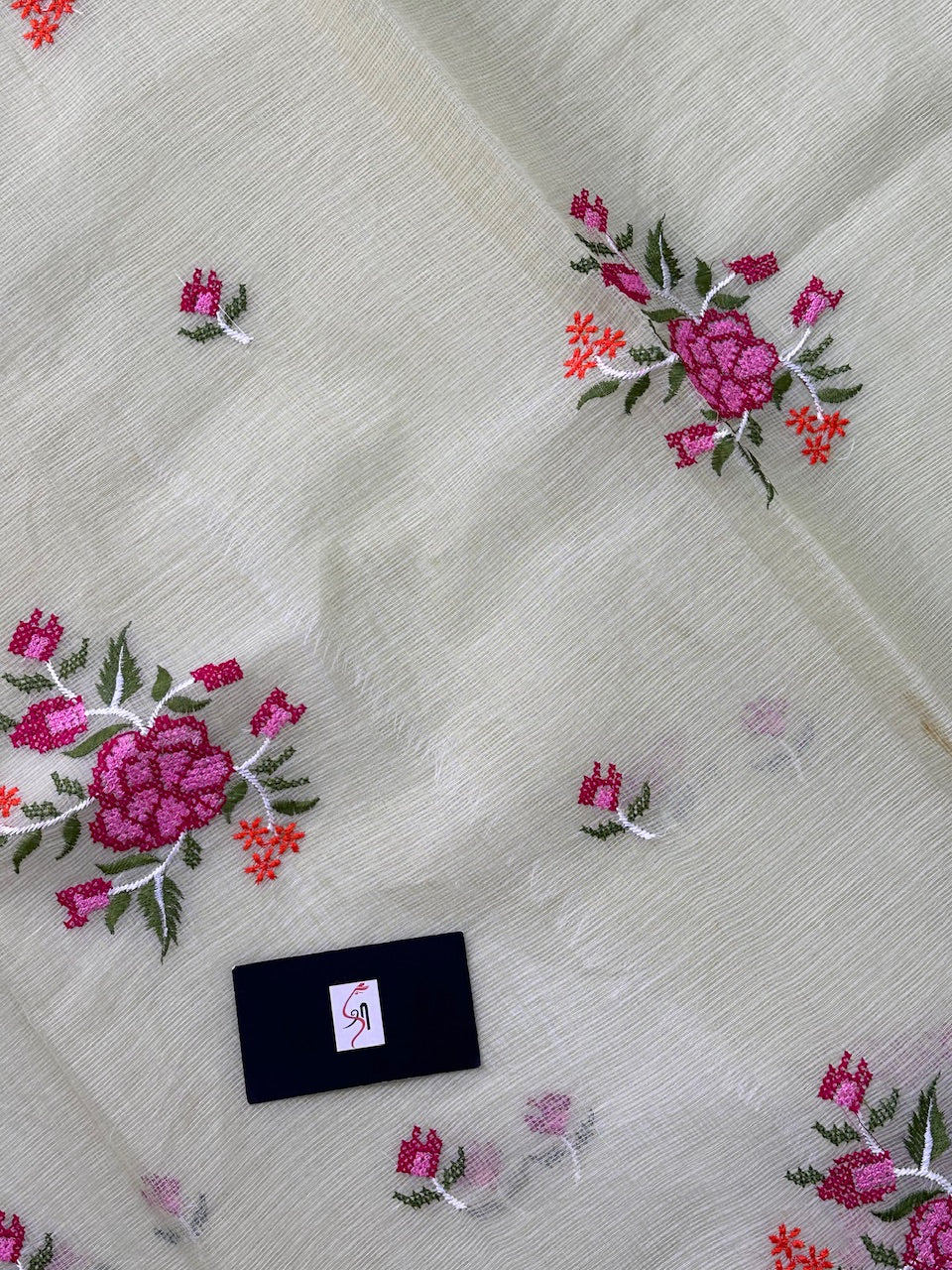 Embroidered Kota Cotton Doria Saree