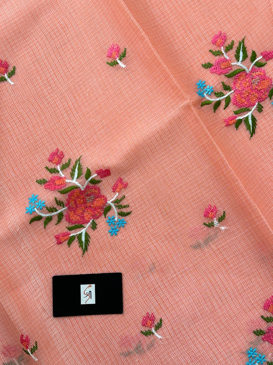 Embroidered Kota Cotton Doria Saree