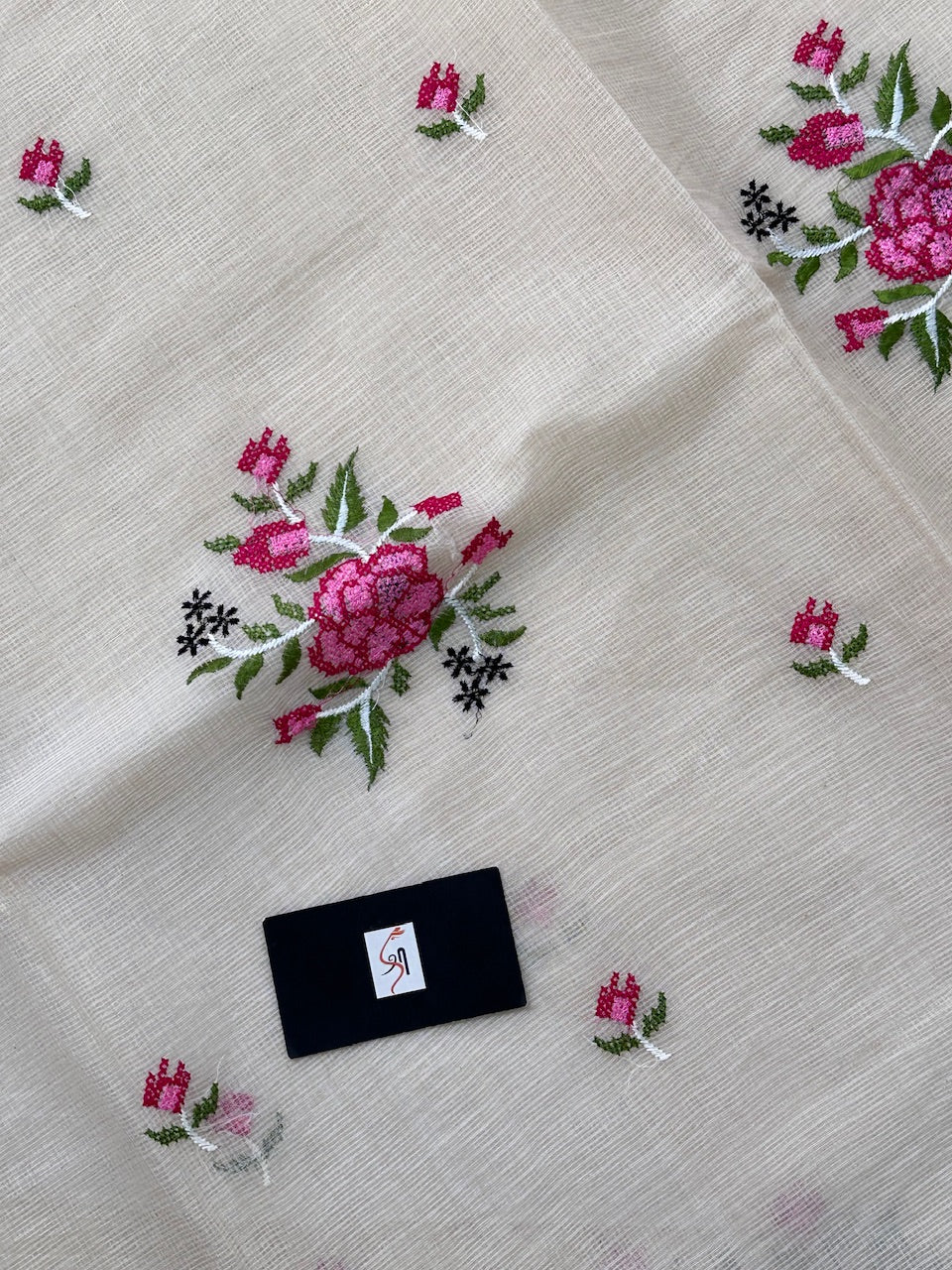 Embroidered Kota Cotton Doria Saree