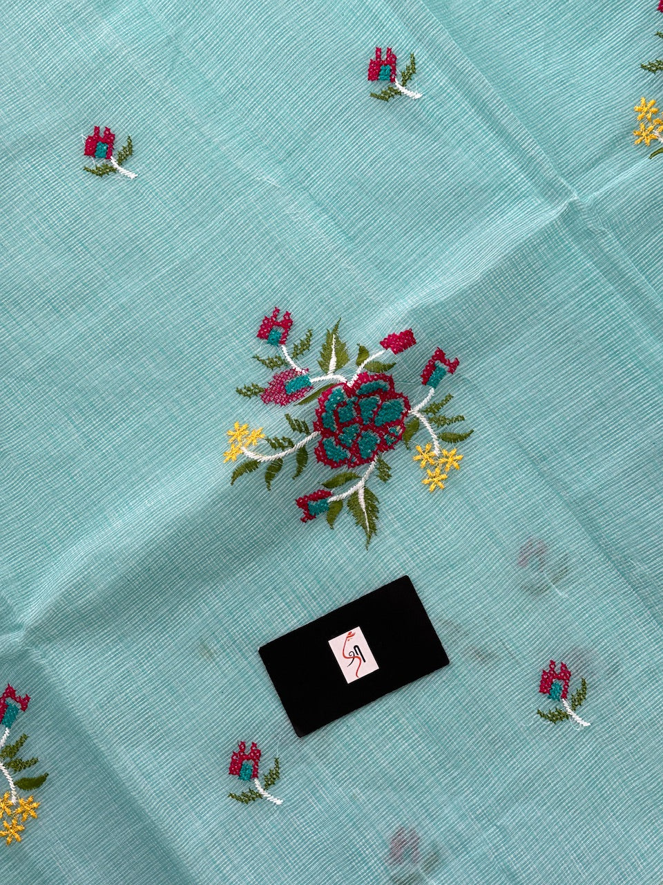 Embroidered Kota Cotton Doria Saree