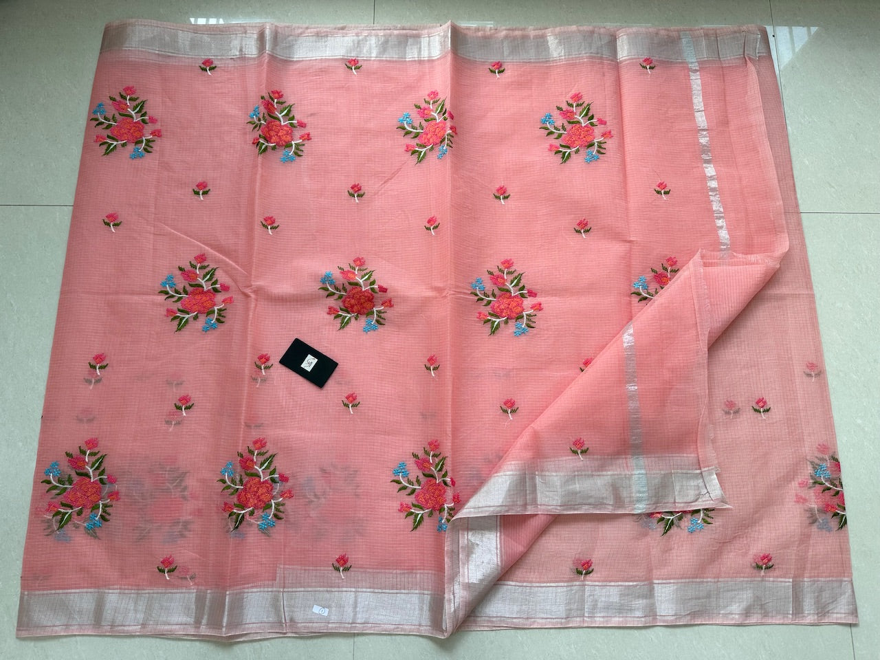 Embroidered Kota Cotton Doria Saree