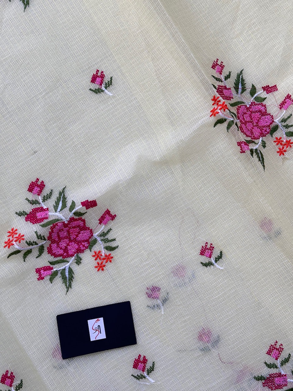 Embroidered Kota Cotton Doria Saree