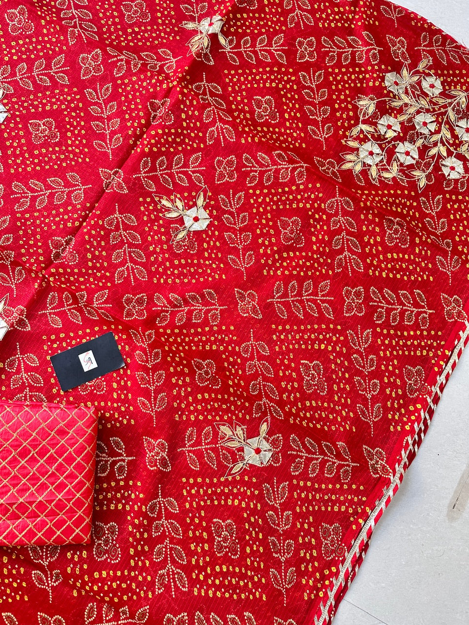 Jaipuri Gota Patti Embroidered Kota Cotton Doria Saree