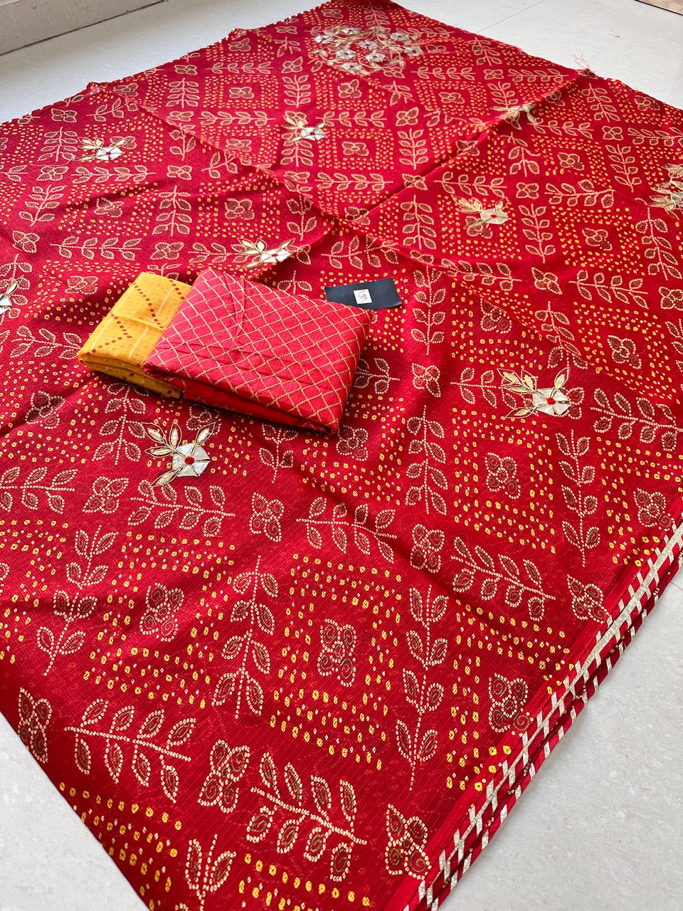 Jaipuri Gota Patti Embroidered Kota Cotton Doria Saree