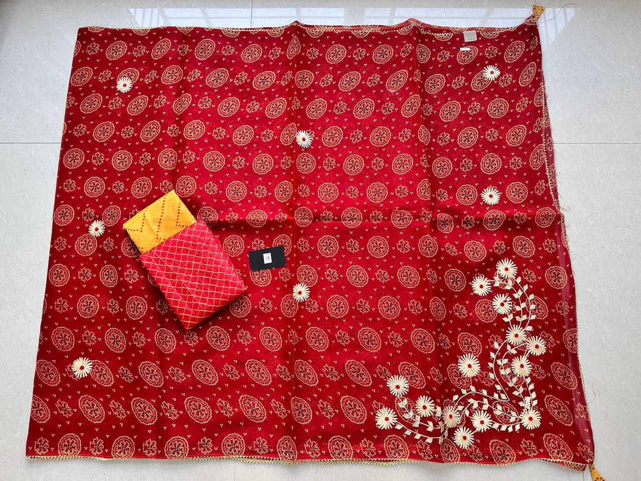 Jaipuri Gota Patti Embroidered Kota Cotton Doria Saree