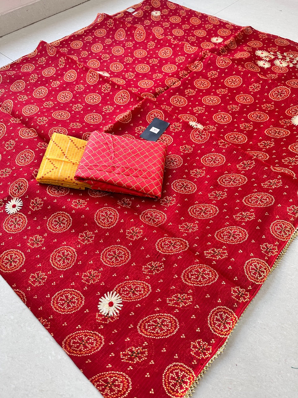 Jaipuri Gota Patti Embroidered Kota Cotton Doria Saree