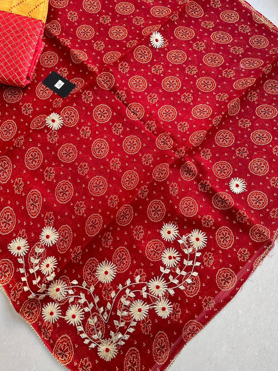 Jaipuri Gota Patti Embroidered Kota Cotton Doria Saree