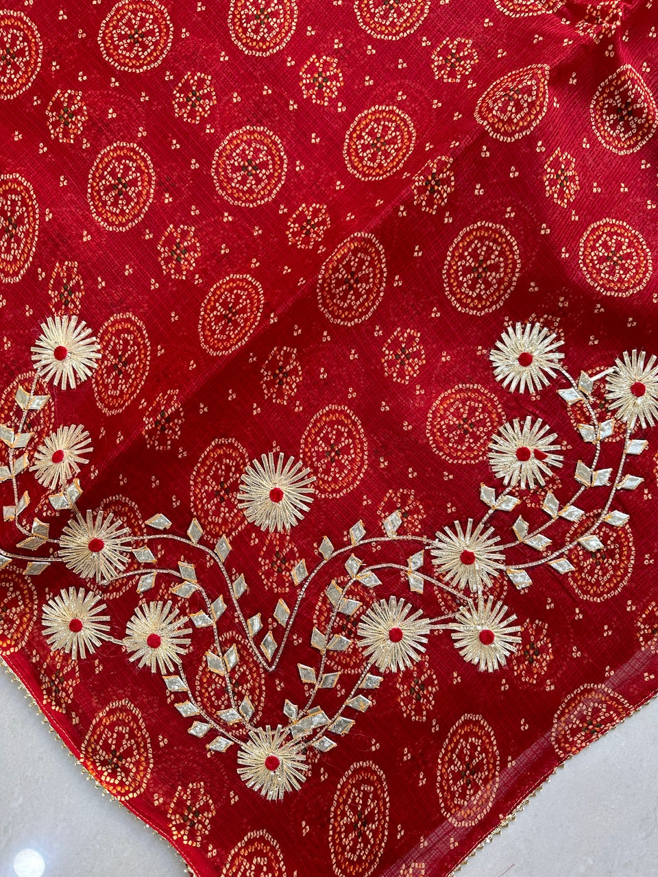 Jaipuri Gota Patti Embroidered Kota Cotton Doria Saree