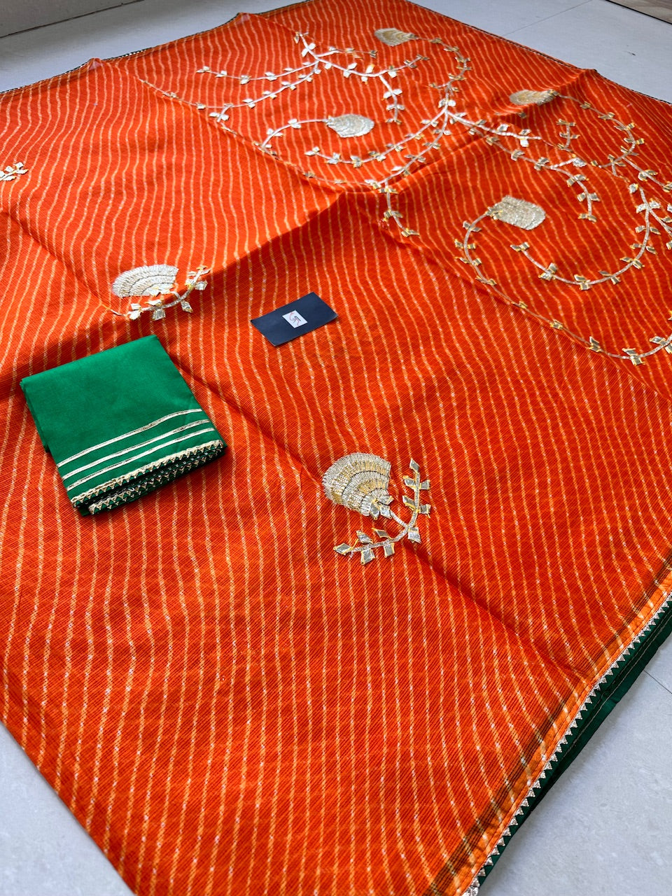 Jaipuri Gota Patti Hand Embroidered Kota Cotton Doria Saree