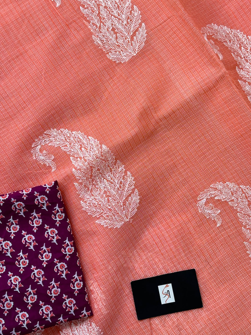 Embroidered Kota Cotton Doria Saree