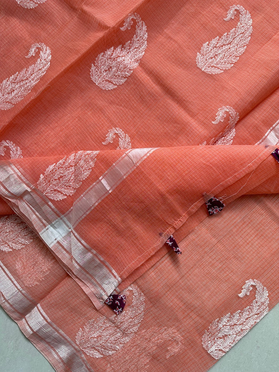 Embroidered Kota Cotton Doria Saree