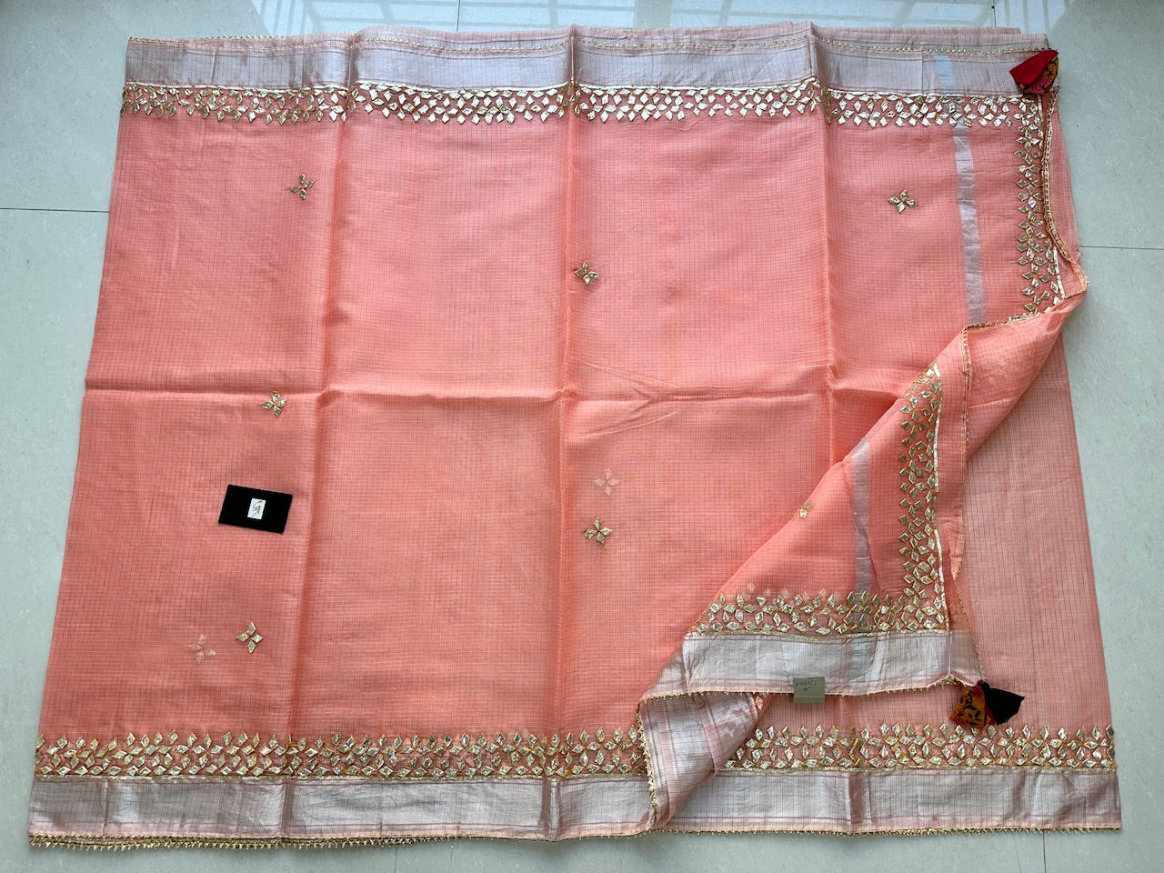 Jaipuri Gota Patti Hand Embroidered Kota Cotton Doria Saree