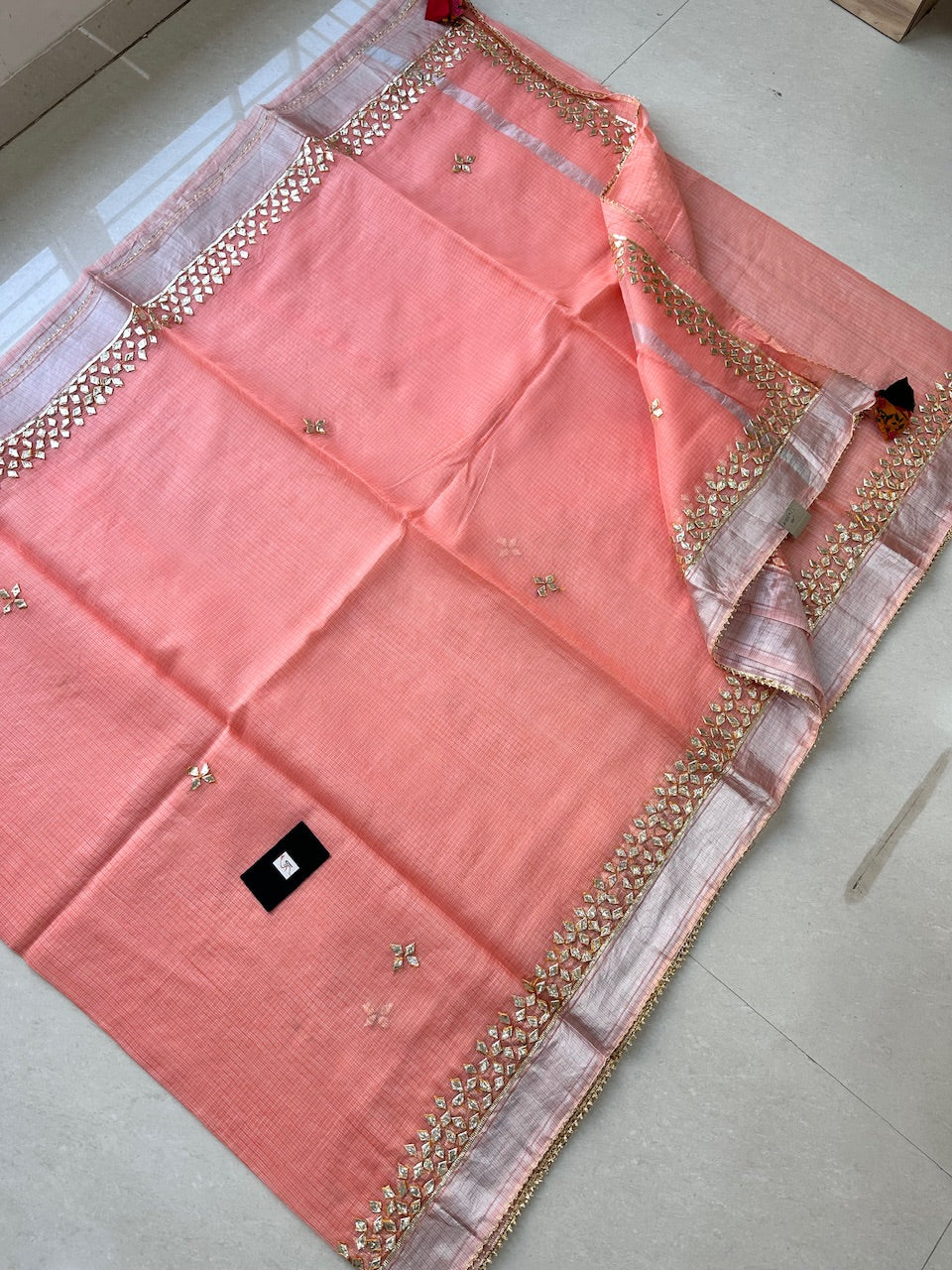 Jaipuri Gota Patti Hand Embroidered Kota Cotton Doria Saree