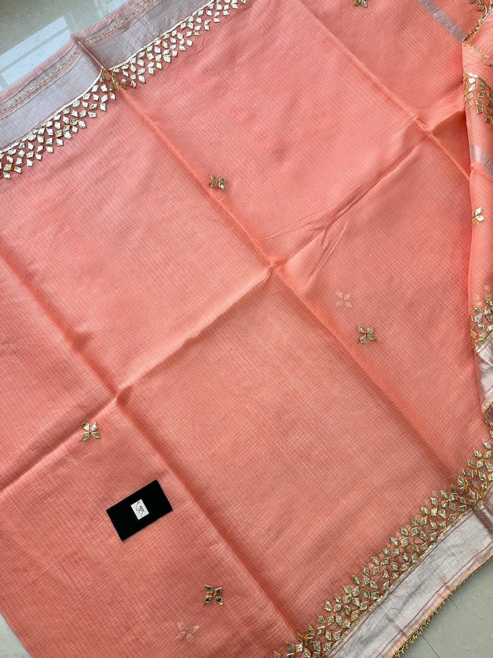 Jaipuri Gota Patti Hand Embroidered Kota Cotton Doria Saree