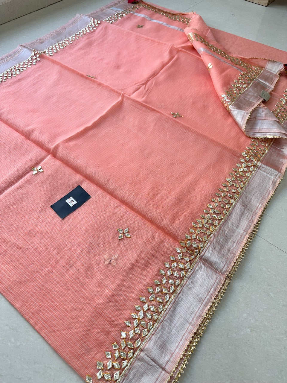 Jaipuri Gota Patti Hand Embroidered Kota Cotton Doria Saree