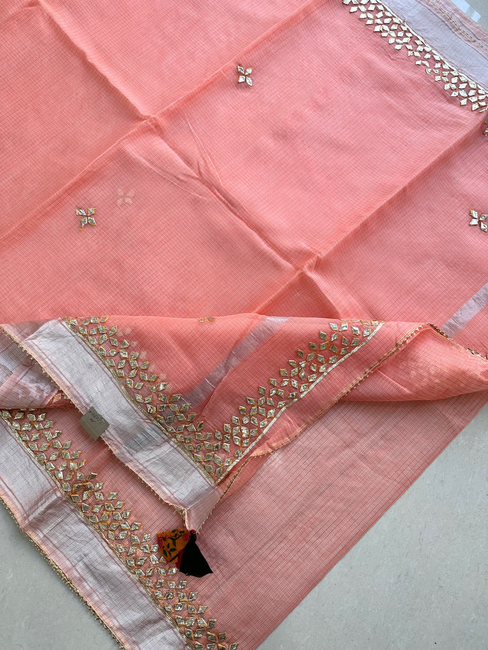 Jaipuri Gota Patti Hand Embroidered Kota Cotton Doria Saree