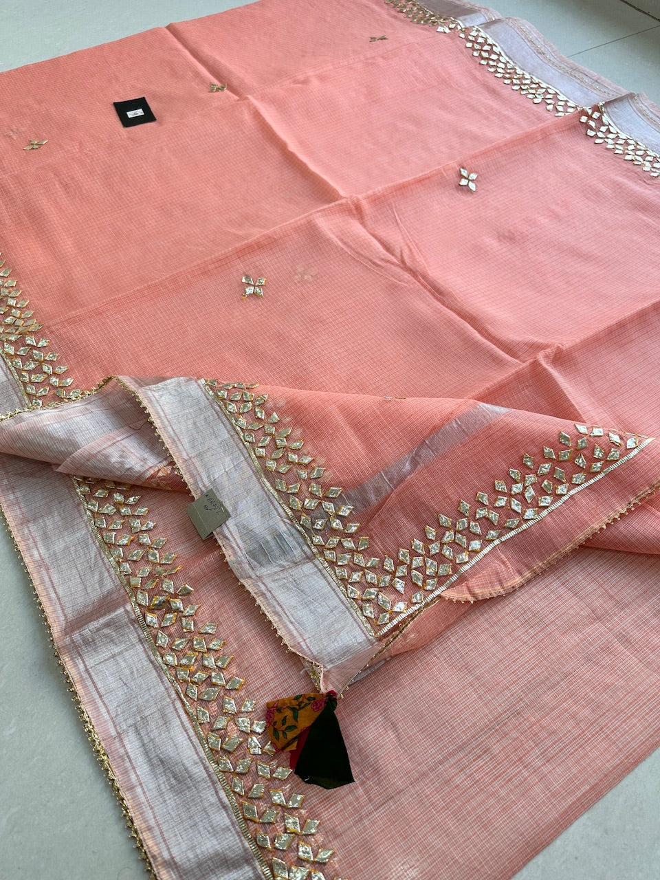 Jaipuri Gota Patti Hand Embroidered Kota Cotton Doria Saree