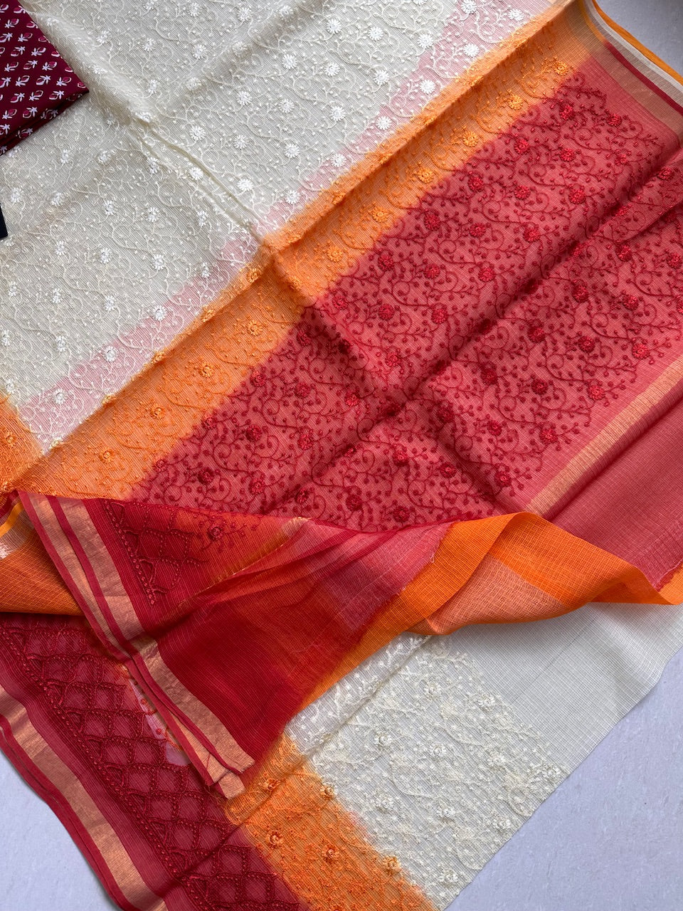 Pure Embroidered Kota Cotton Doria Saree