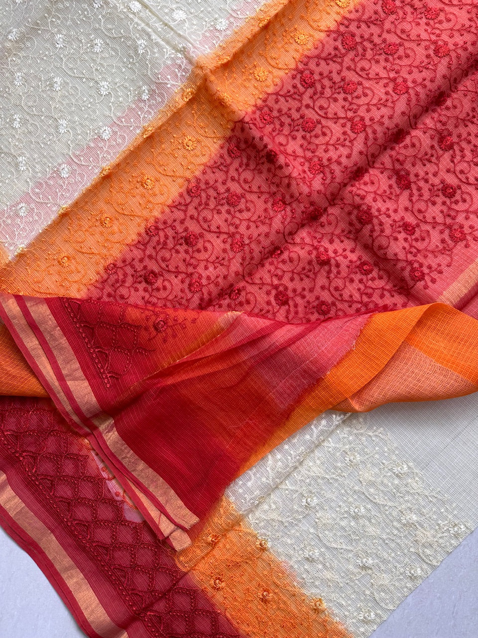 Pure Embroidered Kota Cotton Doria Saree