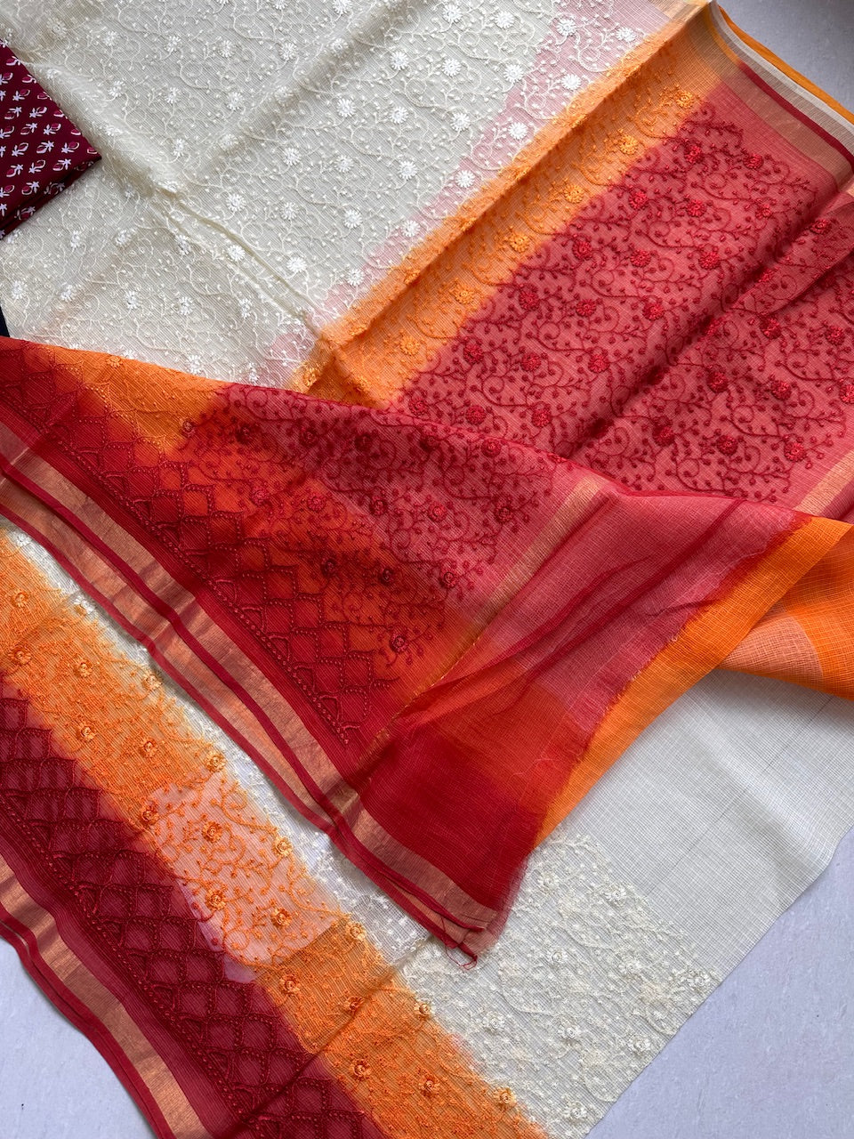 Pure Embroidered Kota Cotton Doria Saree