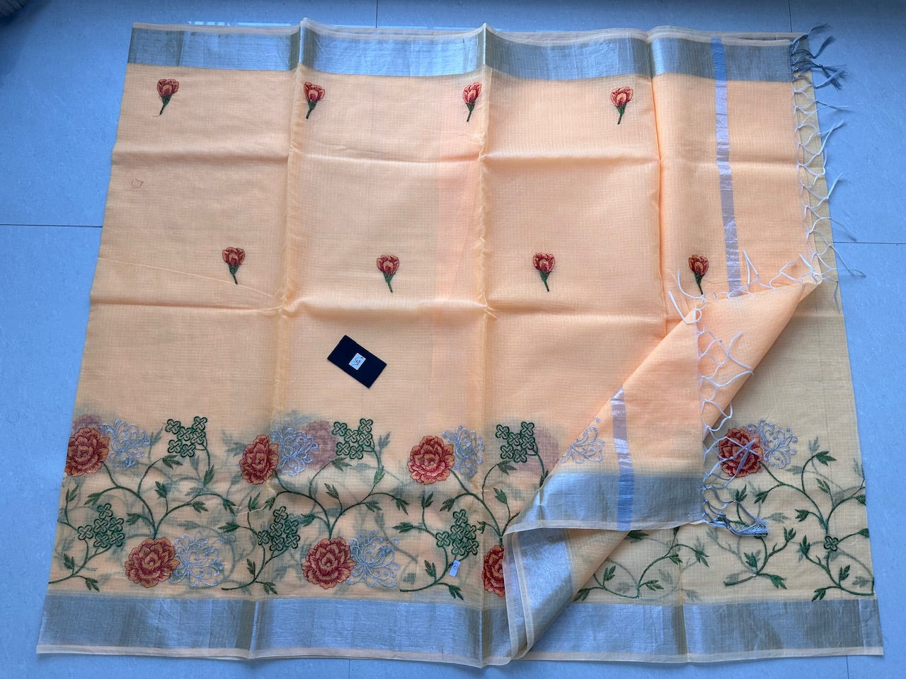 Embroidered Kota Cotton Doria Saree