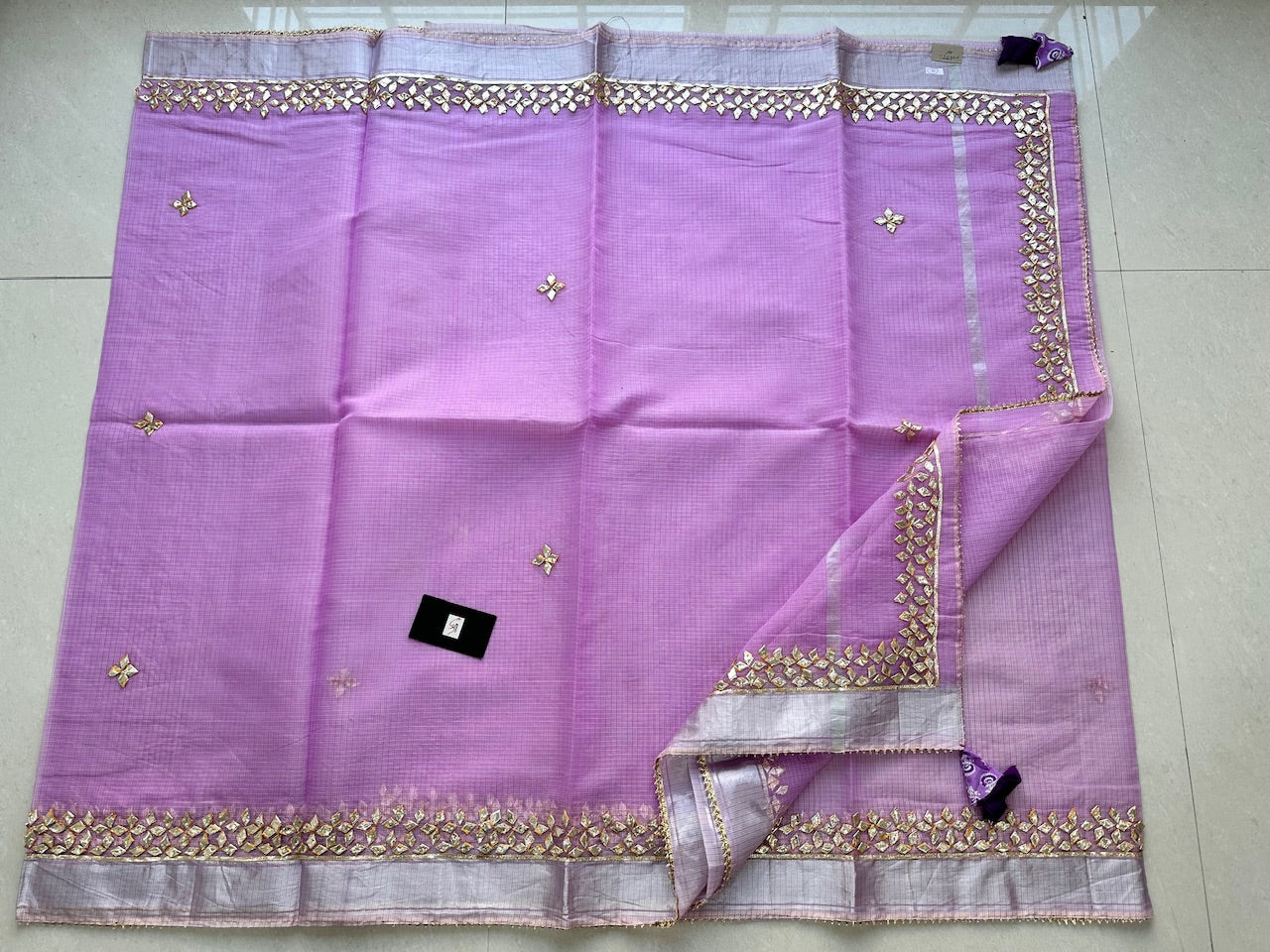 Jaipuri Gota Patti Hand Embroidered Kota Cotton Doria Saree