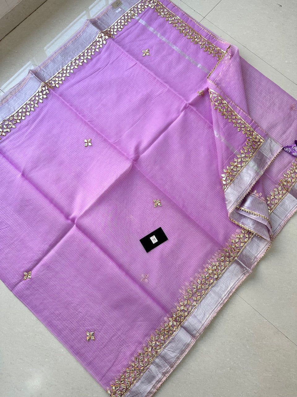 Jaipuri Gota Patti Hand Embroidered Kota Cotton Doria Saree