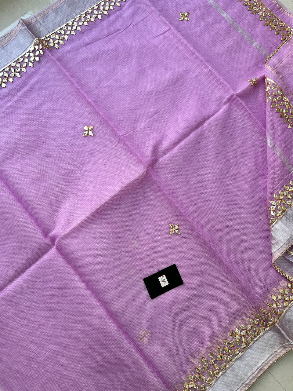 Jaipuri Gota Patti Hand Embroidered Kota Cotton Doria Saree