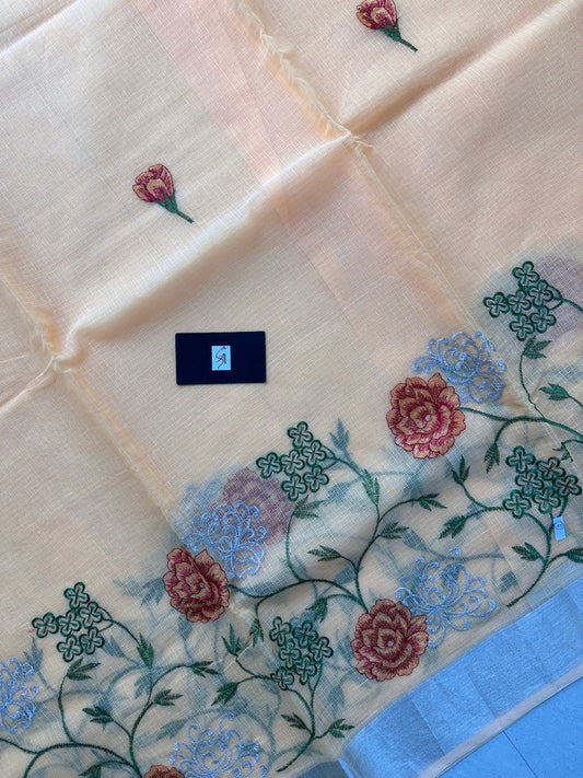 Embroidered Kota Cotton Doria Saree